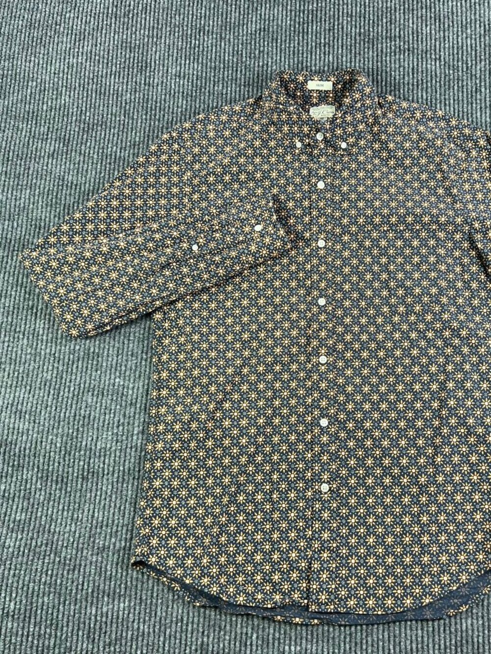 J. Crew Stretch Secret Wash Shirt in Navy Floral Organic Cotton-Men's M-Slim Fit